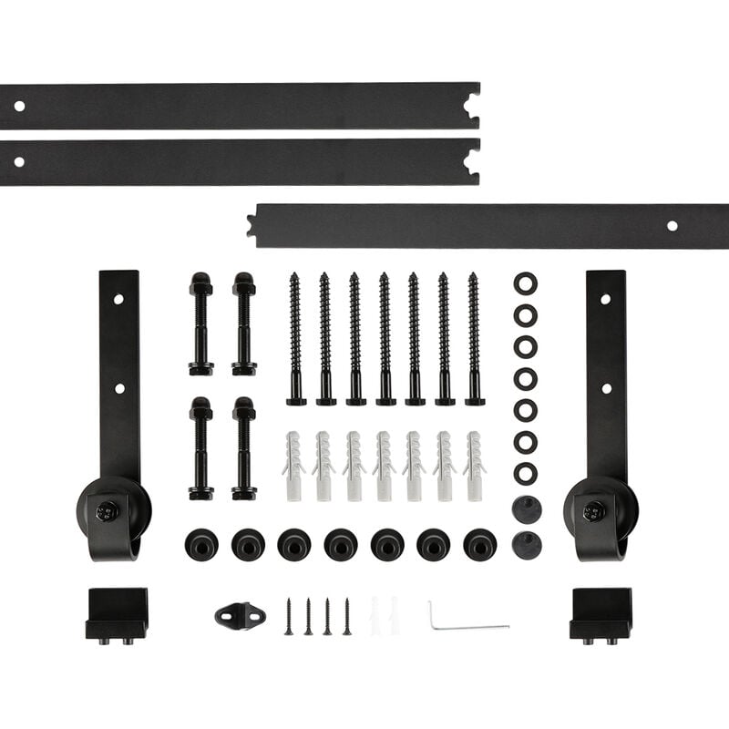 244cm Quincaillerie Kit de Rail pour Porte Coulissante,pour Portes Coulissantes,120 kg,noir - Haloyo