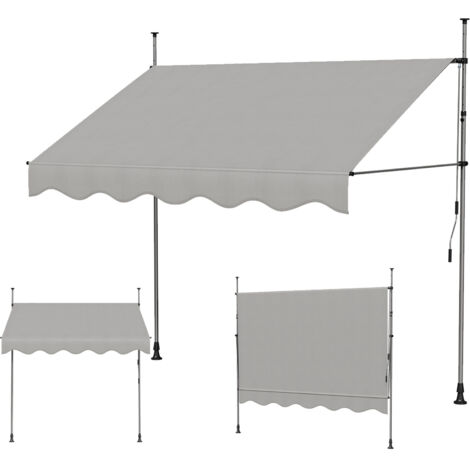 Haloyo® 2.5x1.2m Store banne manuel rétractable, Auvent manuel rétractable, Inclinaison réglable, Installation rapide, gris