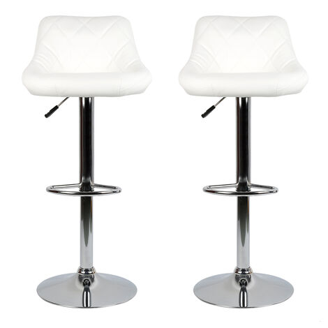 Haloyo 2er-Set Barhocker, höhenverstellbar mit Rückenlehne, PU-beschichtet, 360-Grad-Drehgelenk und Fußstütze, Weiß