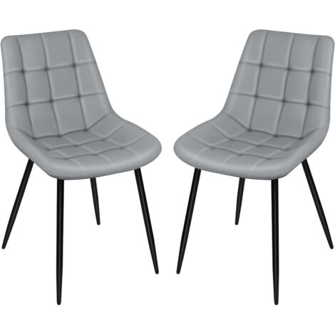 Haloyo® 2er Set Esszimmerstuhl,Esszimmerstühle aus PU mit Metallbeinen, Designerstuhl,Küchenstuhl,hellgrau
