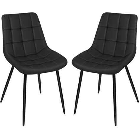 Haloyo® 2er Set Esszimmerstuhl,Esszimmerstühle aus PU mit Metallbeinen, Designerstuhl,Küchenstuhl,Schwarz
