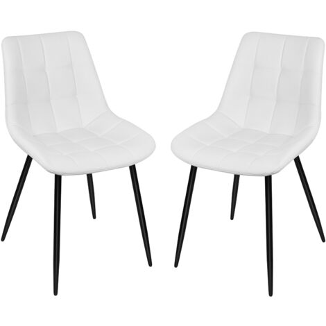 Haloyo® 2er Set Esszimmerstuhl,Esszimmerstühle aus PU mit Metallbeinen, Designerstuhl,Küchenstuhl,Weiß