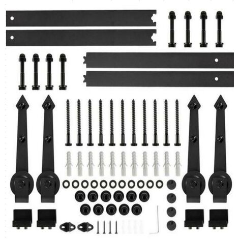 Haloyo 366 cm Quincaillerie Kit de Rail pour Porte Coulissante,Hardware Ensemble Industriel pour Porte Suspendue Sliding Barn Door,noir
