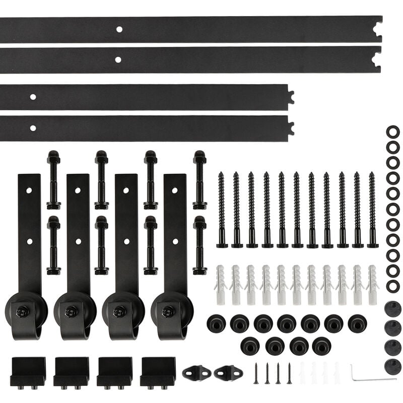 366cm Système de porte coulissante,coulissant porte en bois,120 kg,noir - Haloyo