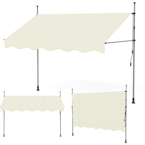 Haloyo® 3x1.2m Store banne manuel rétractable, Auvent manuel rétractable, Inclinaison réglable, Installation rapide, Beige