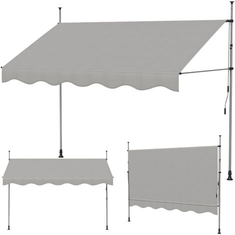 Haloyo® 3x1.2m Store banne manuel rétractable, Auvent manuel rétractable, Inclinaison réglable, Installation rapide, gris