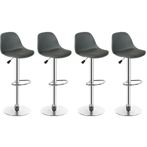 Haloyo 4er-Set Barhocker, hoher Barhocker, Küchenstuhl, höhenverstellbar, 360° drehbar, dunkelgrau