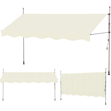 Haloyo® 4x1.2m Store banne manuel rétractable, Auvent manuel rétractable, Inclinaison réglable, Installation rapide, Beige