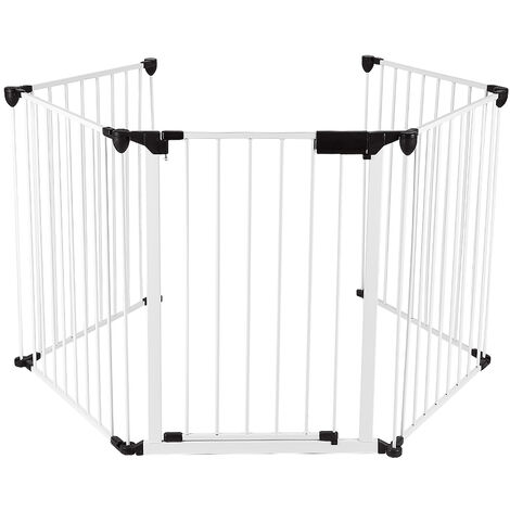 Haloyo® 5 Stücke Sicherheitszaun Kinder,Babygitter,Schutzgitter,310 x 2.5 x 75cm,weiß