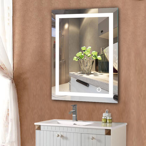 Haloyo® 50x70 cm Specchio da Parete con Cotrollo Touch,luce bianca fredda