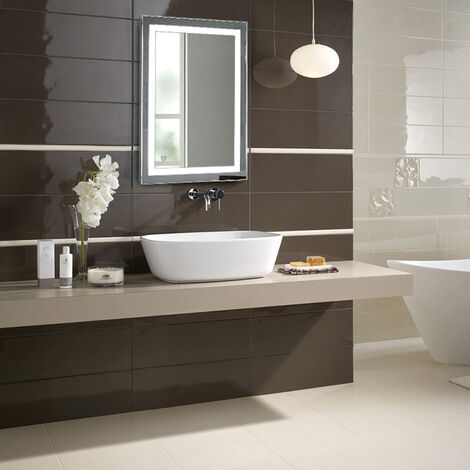 Haloyo® 60x80 cmSpecchio illuminato Design quadrato in vetro temperato,luce bianca fredda