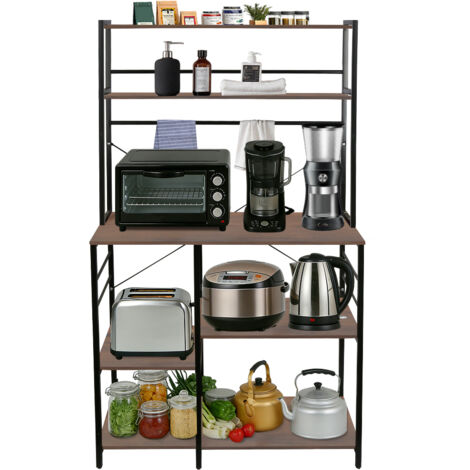 Haloyo® 7-stufig Küchenregal Industriedesign Standregal für Arbeitsplatte aus Metallrohren 40x90x168cm braun
