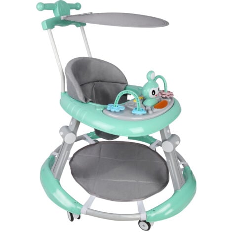 Haloyo® Baby Walker, centro attività per bambini, modello grigio con giocattoli, 6-18 mesi, 67x67x79cm, verde
