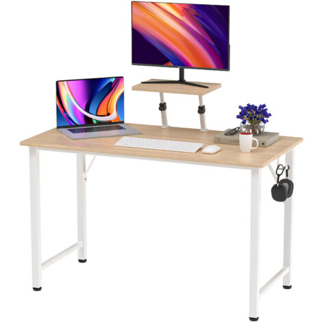 Haloyo® Bureau d'Ordinateur, Bureau table, Table à Plateau Large pour Télétravail, 100x50x75cm, Couleur du bois