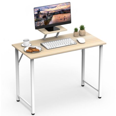 Haloyo® Bureau d'ordinateur,Bureau avec Étagères, table d'étude pour chambre à coucher, 100x50x75cm, Couleur du bois