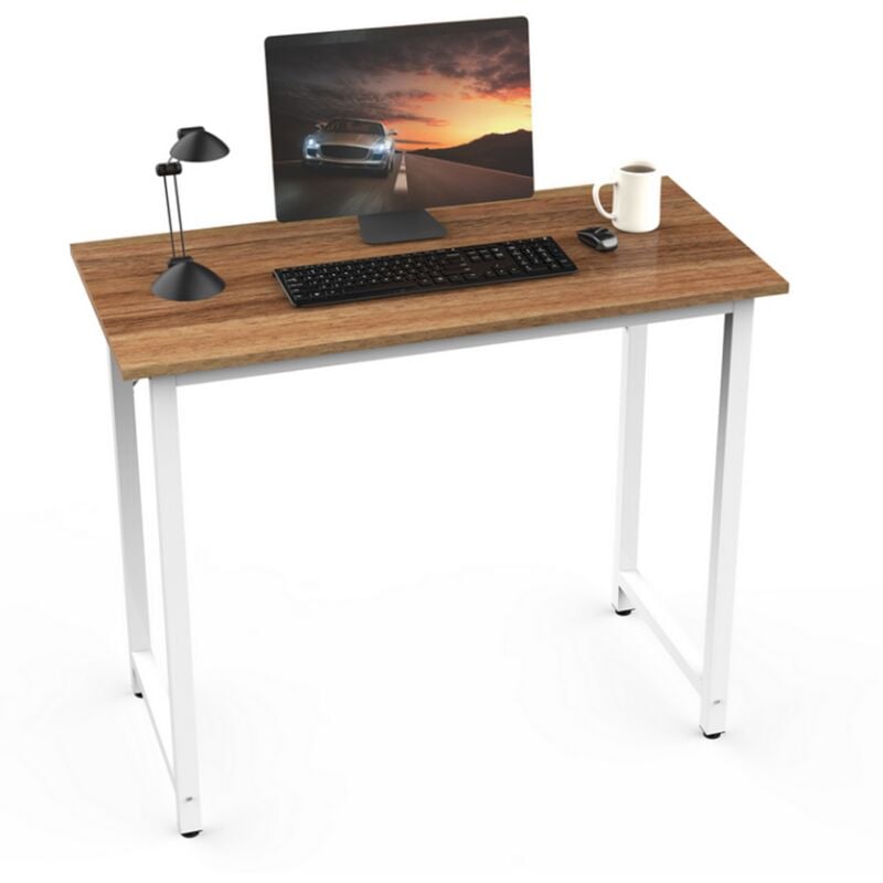 Haloyo - Bureau d'ordinateur,Bureau avec Étagères, table d'étude pour chambre à coucher, 80x40x75cm, brun