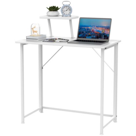 Haloyo® Bureau portable réglable pour ordinateur portable avec plateau de support et fonction pliante, Design moderne et pratique pour maison ou bureau, 80x45x74cm, blanc