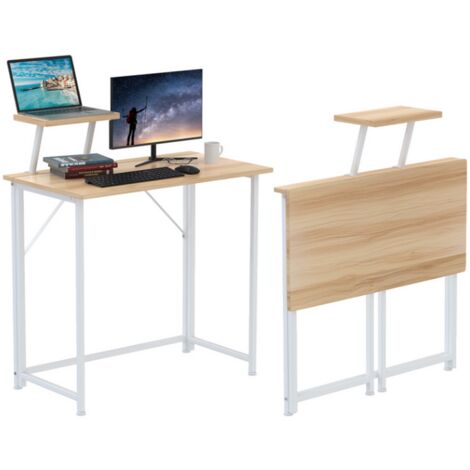 Haloyo® Bureau portable réglable pour ordinateur portable avec plateau de support et fonction pliante, Design moderne et pratique pour maison ou bureau, 80x45x74cm, brun
