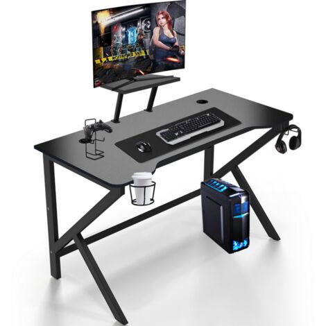 Haloyo® Computerarbeitsplatz, Spieltisch, ergonomischer Spieltisch, Ecke-Gaming-Arbeitsplatz mit Becherhalter, Maße: 100x55x74cm, schwarz
