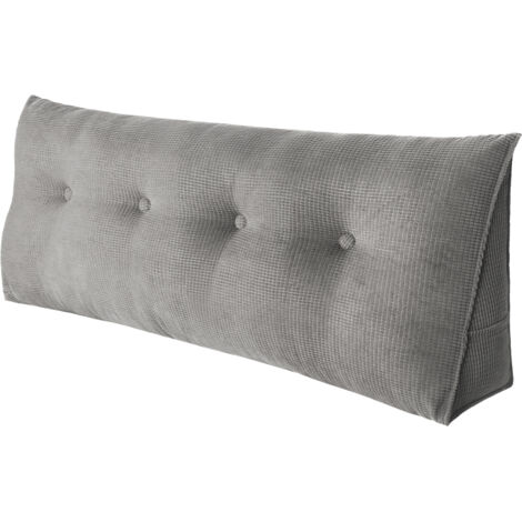 Haloyo® Coussin de lecture en coin coussin de chevet coussin de chevet oreiller de couchage latéral 120x50x20cm gris