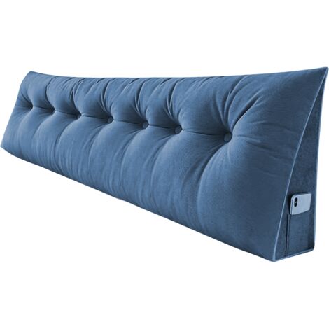 Haloyo® Dreieckiges Sofakissen, Maxi-Nacken- und Lendenkissen, Rückenstütze, 200×50×20 cm, Polyester, Dunkelblau