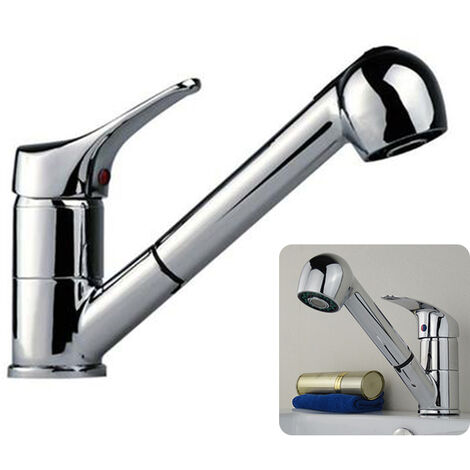 Haloyo Einhand-Küchenarmatur mit herausziehbarer Brause, Spültischarmatur aus Edelstahl, 360° drehbar, Silber