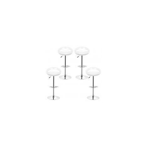Haloyo Ensemble 4 Tabourets de bar design plastique ABS,  Chaises Hauts avec Dossier et Repose-pieds,  Rotatif sur 360°,Hauteur Réglable, Pied Chromé,Blanc