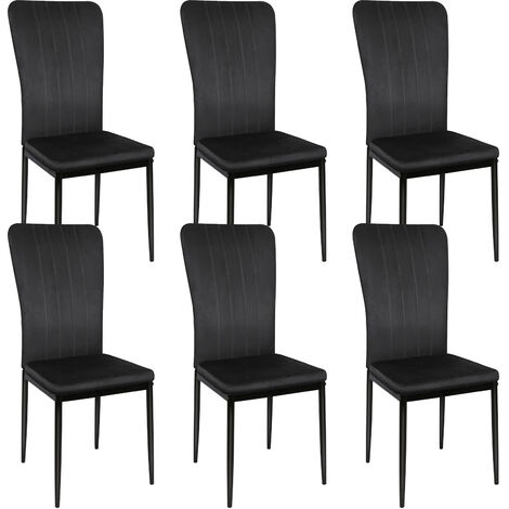 Haloyo Ensemble de 6 Chaises siège à Dossier Haut avec Jambe en métal, Velours,noir