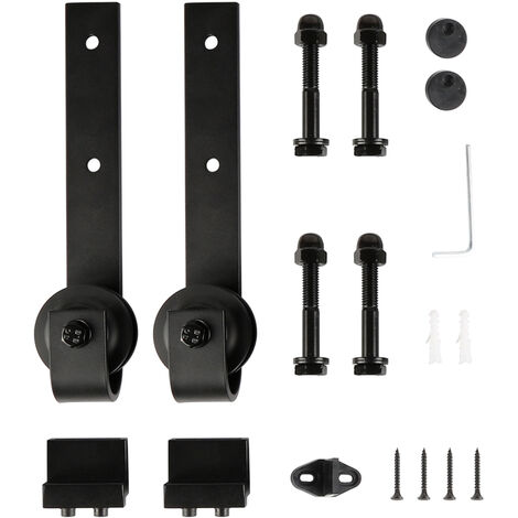 Haloyo Ensemble Industriel pour Porte Suspendue Sliding Barn Door en Bois,Sans piste,120 kg,noir