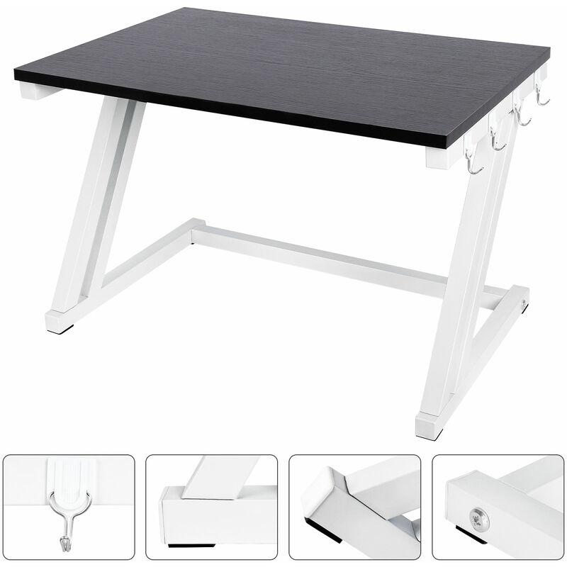 Tagère extensible à 2 Niveaux pour four à Micro ondes avec 4 Crochets,Etagère à Micro-Ondes,Support Tablette Micro Onde,57 x 38 x 38cm,couleur blanc