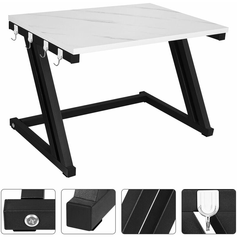 Haloyo - tagère extensible à 2 Niveaux pour four à Micro ondes avec 4 Crochets,Etagère à Micro-Ondes,Support Tablette Micro Onde,57 x 38 x