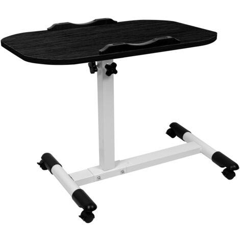 Haloyo® Faltbarer mobiler Computertisch mit Rollen, Home-Office-Schreibtisch für Wohnzimmer, Beistelltisch, 60 x 40 x 61–95 cm, Schwarz