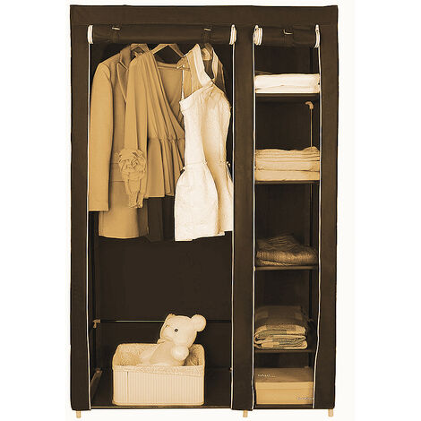 Haloyo® Faltschrank mit Kleiderstange, Ablagen, Überzug,110 x 45 x 178 cm,braun