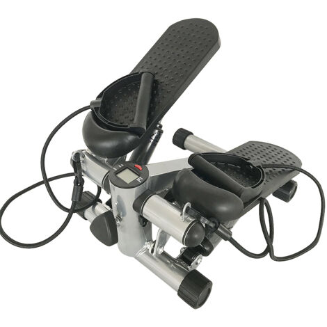 Haloyo Fitness Stepper 2 in 1 mit elastischen Kordeln, Mini-Stepper für Zuhause, 150 kg Tragkraft, Schwarz