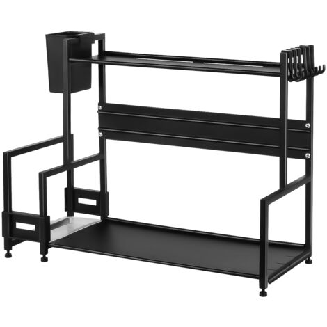 Haloyo® Gewürzregal aus Metall, Küchenregal, Gewürzregal, Gewürz-Organizer, Lagerregal-Organizer, 48 x 21 x 36 cm, Schwarz
