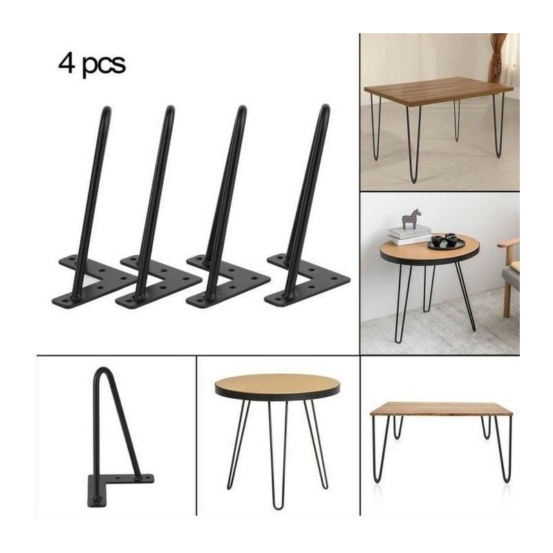Haloyo - Hairpin Legs metall 4 Stück,30cm,Tischbeine,Tischgestell,Metalltischbeine,schwarz