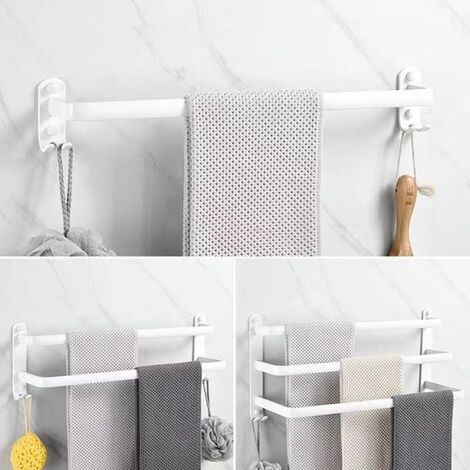 Haloyo® Handtuchhalter ohne Bohren,für Badezimmer küche badetuchhalter,50 x 24 x 14.4cm,Weiss