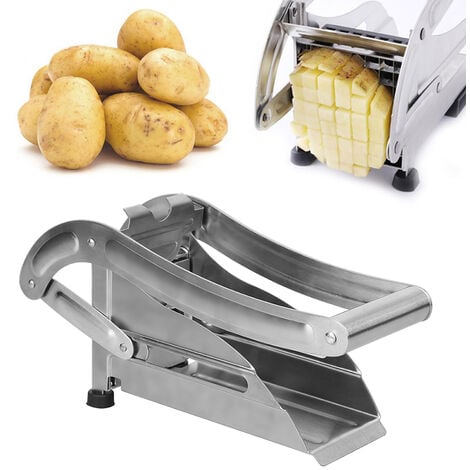 Haloyo Household Professional Pommes-Frites-Schneider aus Edelstahl, manueller Pommes-Frites-Schneider, Pommes-Frites-Schneider, metallische Farbe