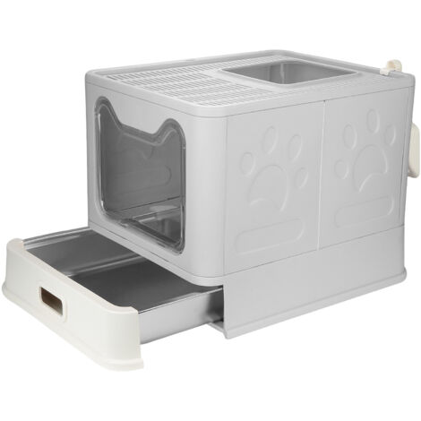 Haloyo® Katzentoilette, geschlossene Katzentoilette, Katzentoilette mit Schublade, 38 x 41 x 51 cm, Grau