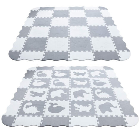 Haloyo® Kinderspielteppich mit Zaun,Haloyo®,Puzzlematte für Babys,Spielmatte schadstofffreie,geruchlose Krabbelmatte,30 x 30 cm