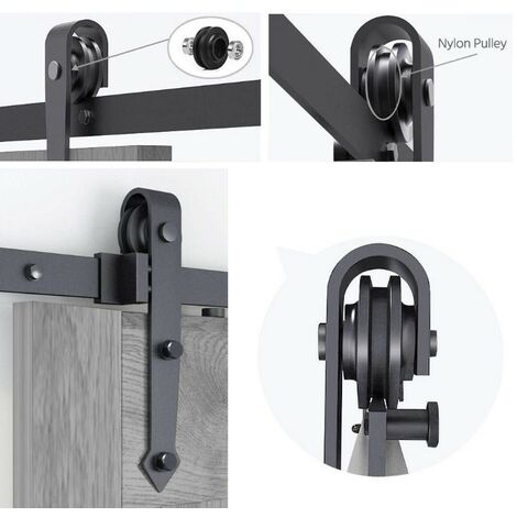 Haloyo – Kit de rail pour double porte coulissante 366 cm – Acier au carbone – Système sans roue inférieure pour gain d'espace – Installation facile - Coulissante-366CM