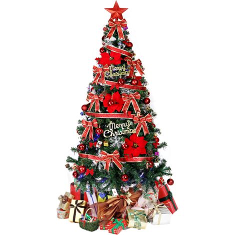 Haloyo® Künstlicher Weihnachtsbaum mit Ornamenten, 210 cm, für Tisch, Schreibtisch, Zuhause – Weihnachtsfeier-Dekoration