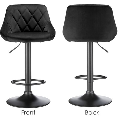 Haloyo Lot de 10 tabourets de bar avec Surface en Velours, tabourets de cuisine avec dossier,  réglables en hauteur,  noir