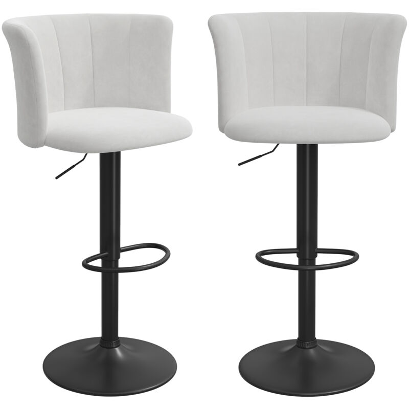 Haloyo® Lot de 2 chaises de bar réglables en hauteur, Tabouret de Bar, pour cuisine, bar ou îlot central, 54x47x85-106cm, beige