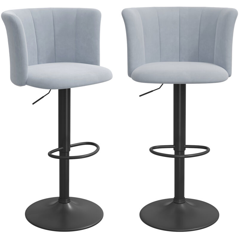 Haloyo - Lot de 2 chaises de bar réglables en hauteur, Tabouret de Bar, pour cuisine, bar ou îlot central, 54x47x85-106cm, Gris