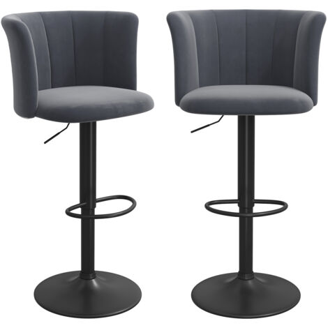 Haloyo® Lot de 2 chaises de bar réglables en hauteur, Tabouret de Bar, pour cuisine, bar ou îlot central, 54x47x85-106cm, Gris foncé