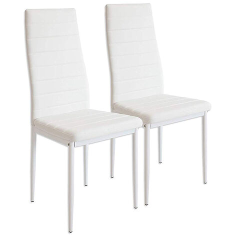 Haloyo Lot de 2 Chaises de Salle à Manger, Chaise à Cuisine en PU, Cadre en Métal, Chaise Moderne pour Salle à Manger, Salon, Cuisine,blanc