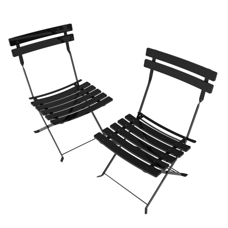 Lot de 2 chaises pliantes bistrot,Assise Siege Exterieur Detente Jardin,noir - Haloyo
