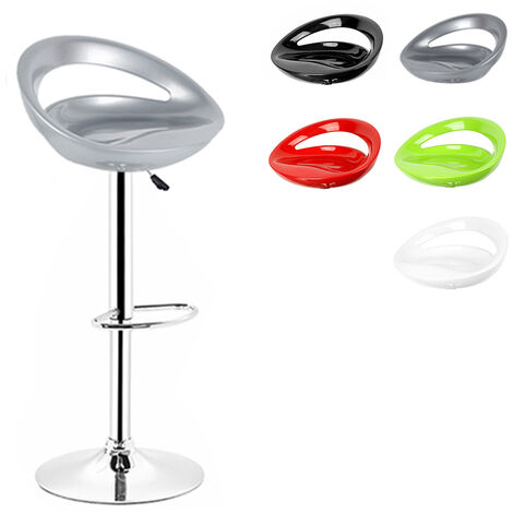 Haloyo Lot de 2 Tabourets de bar design plastique ABS,  Chaises Hauts,  Rotatif sur 360°,Hauteur Réglable,avec Dossier et Repose-pieds, Pied Chromé,gris clair