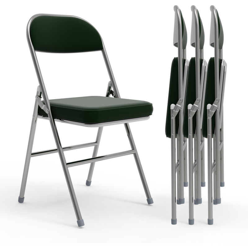 Lot de 4 Salon de jardin chaises pliantes assise dossier rembourrés acier synthétique, 46x41x80.3cm, vert - Haloyo
